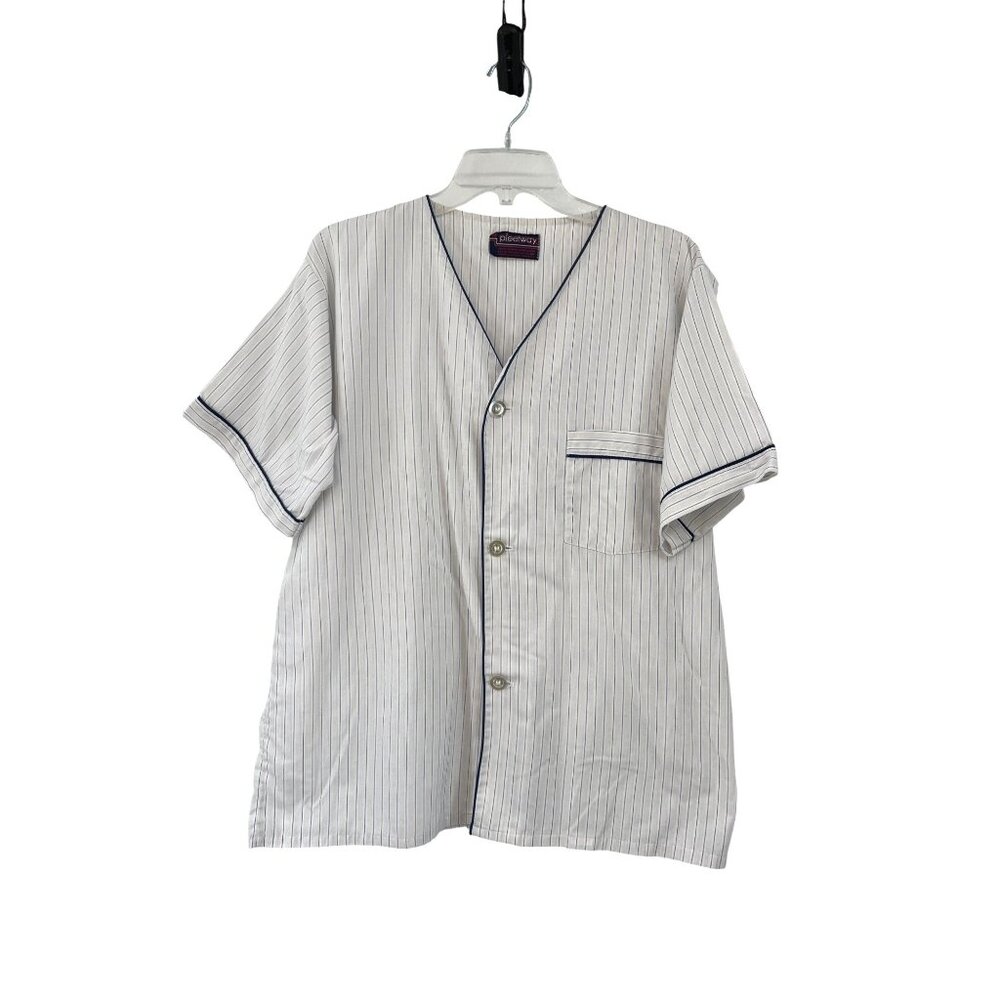 Vintage Pleetway Pajama Shirt Mens M Striped Short Sleeve Used